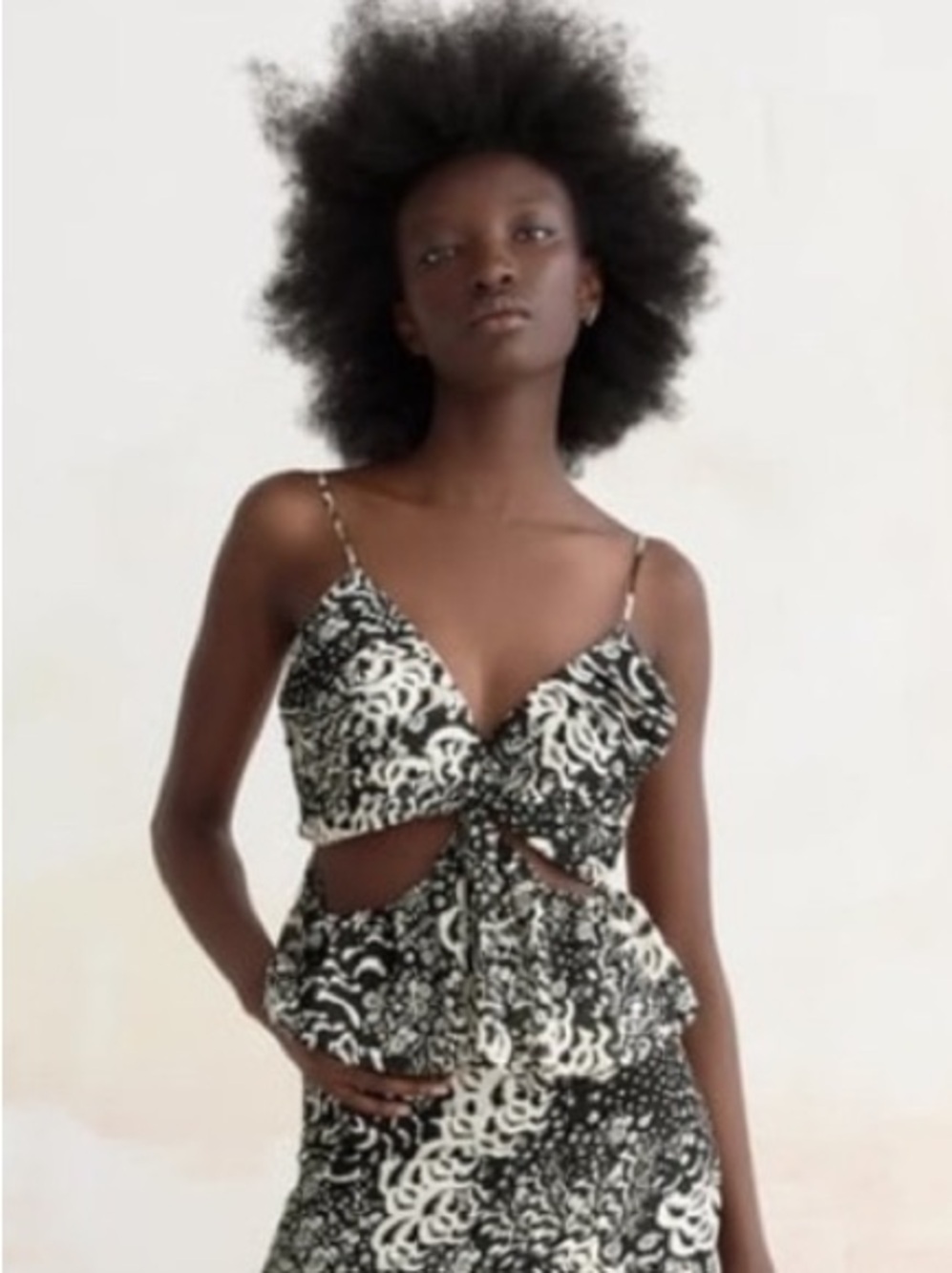 Zara Black and White Cutout Cami Top